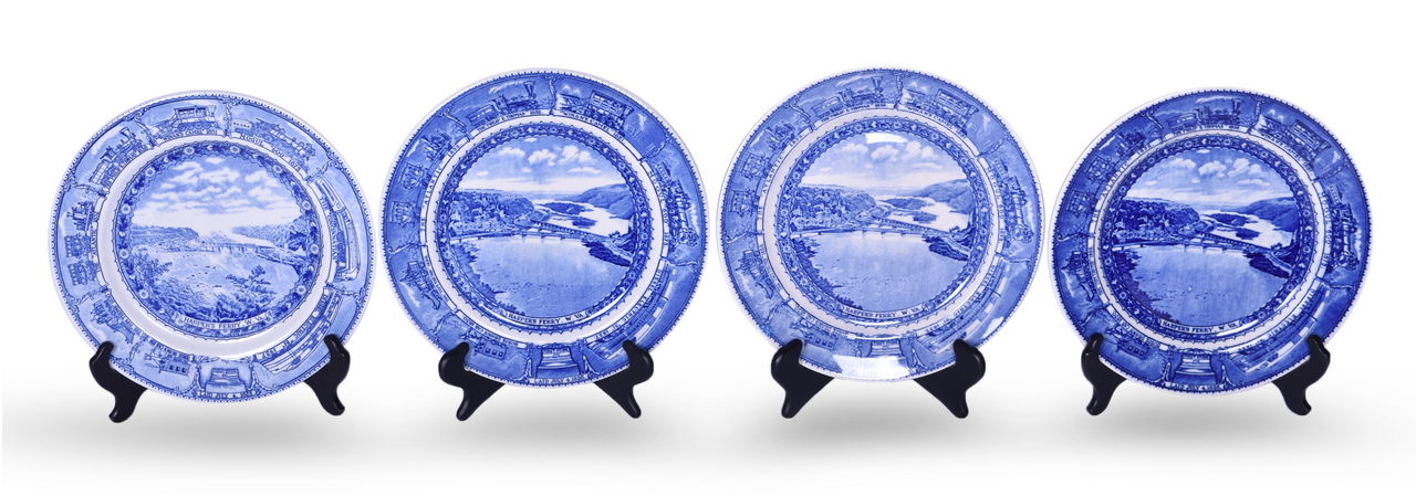 4161 - Four Baltimore & Ohio Railroad China Centenary Harper's Ferry Plates 10 1/2