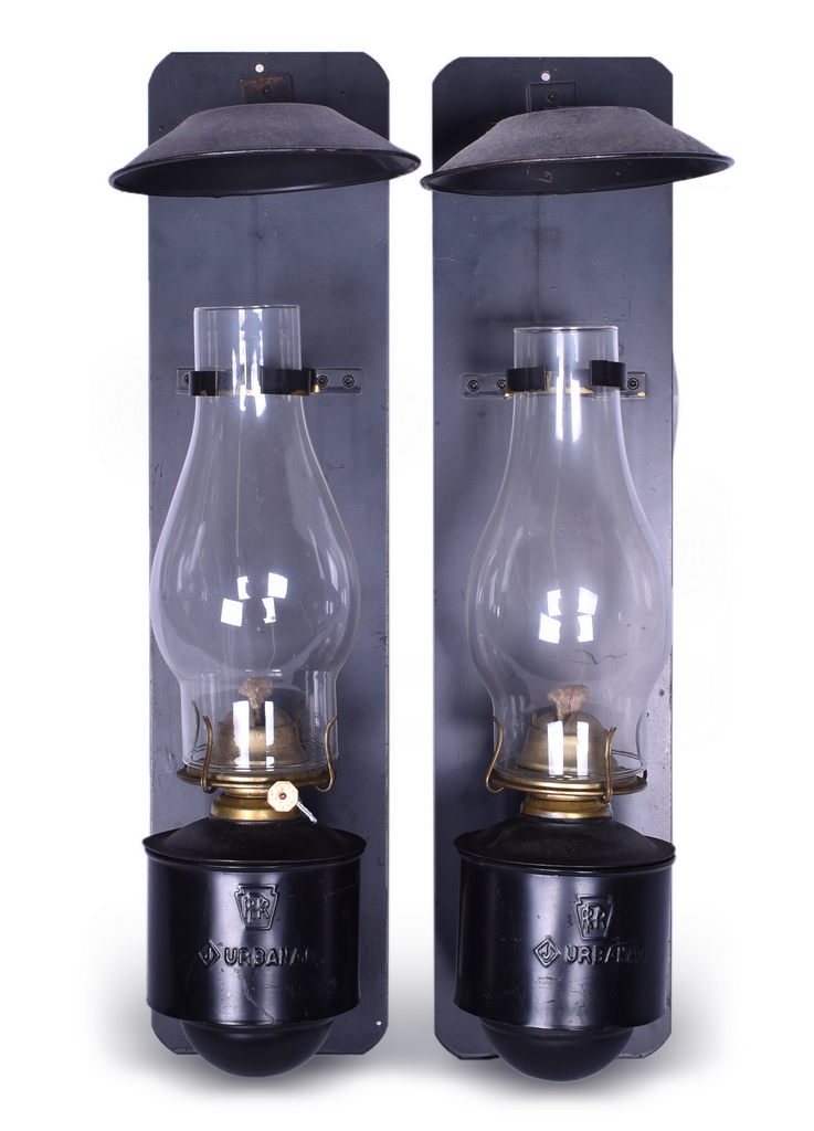 4164 - Pair of Johnson Urbana Pennsylvania Railroad Caboose Wall Lamps thumbnail