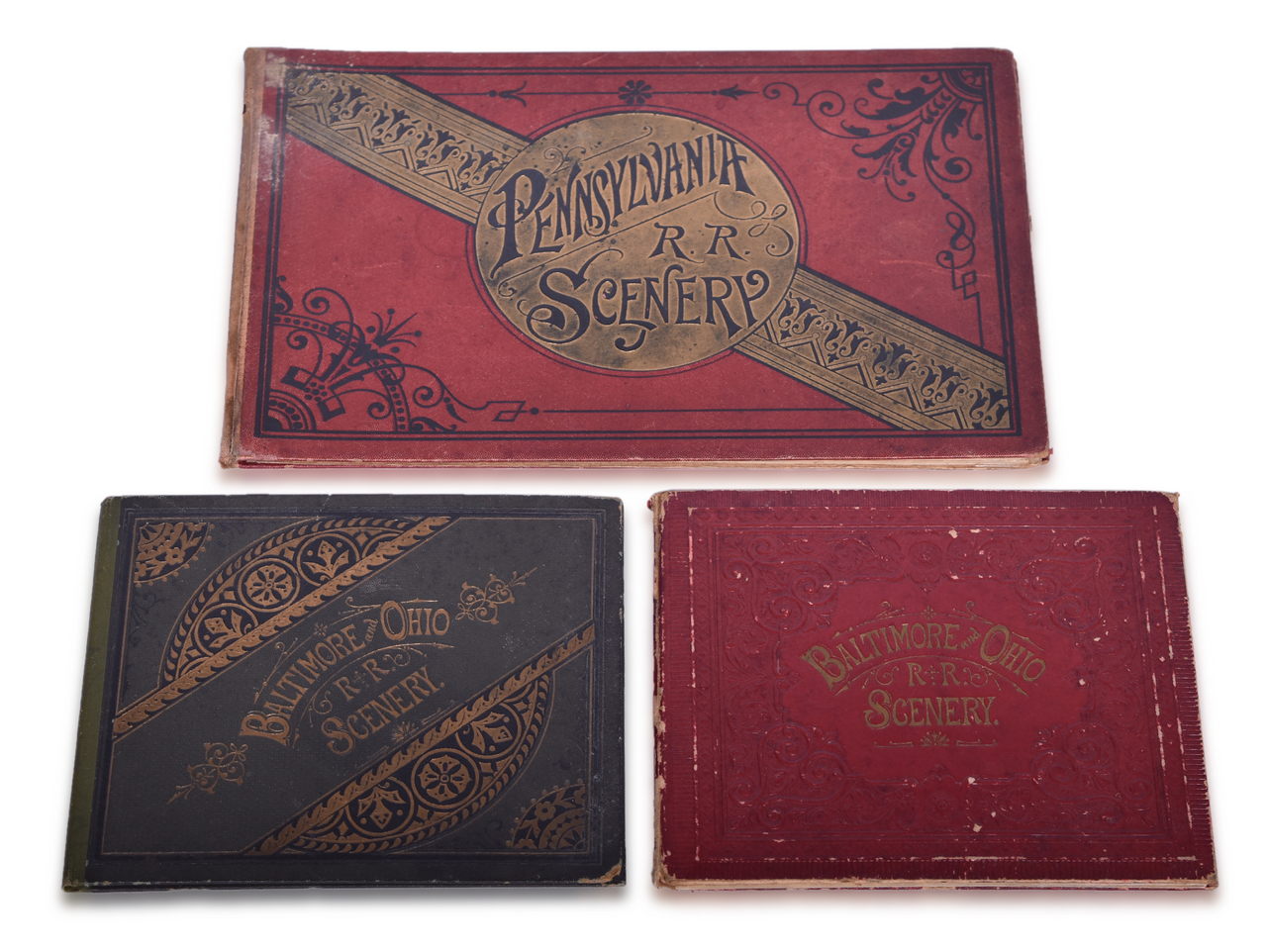 4178 - Three Late 1800s Charles Frey Railroad Scenery Books - Pennsylvania and Baltimore and Ohio thumbnail