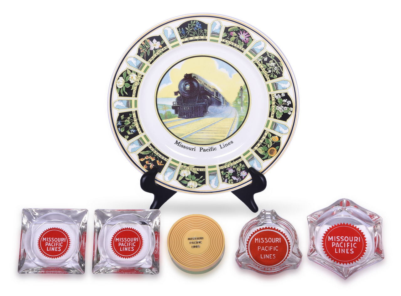 4193 - Missouri Pacific Lines Railroad China State Flowers Service Plate, Ash Trays, and Coasters thumbnail
