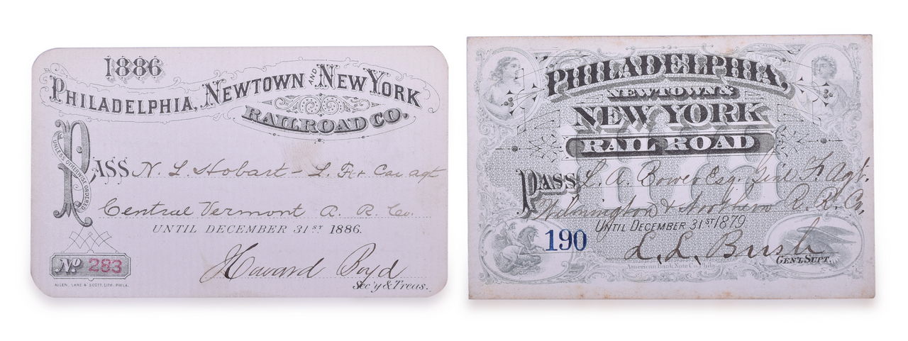 4197 - 1879 and 1886 Philadelphia, Newtown & New York Railroad Annual Passes thumbnail