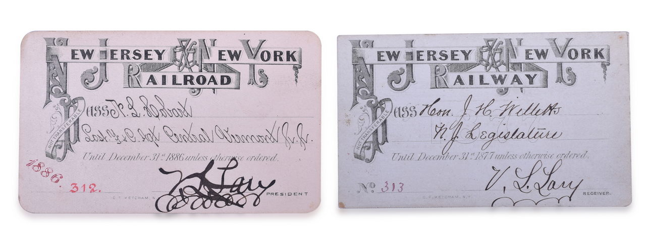 4203 - 1877 and 1886 New Jersey & New York Railroad Annual Passes thumbnail