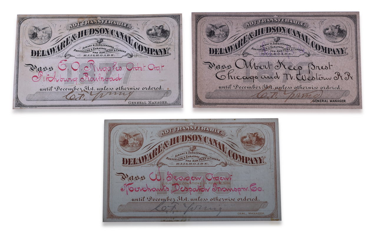 4211 - Three Delaware & Hudson Canal Company Railroad Annual Passes - 1876, 1877, and 1879 thumbnail