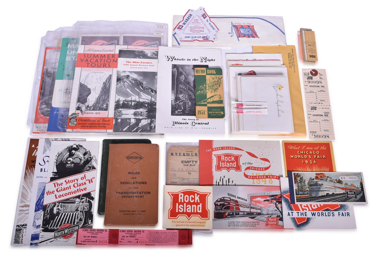 4212 - 60+ Peices of Midwestern Railroad Paper Ephemera - Chicago and North Western, Rock Island, Wabash, etc. thumbnail