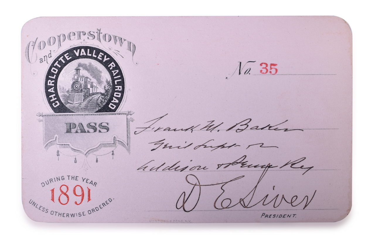 4217 - 1891 Cooperstown & Charlotte Valley Railroad Annual Pass thumbnail