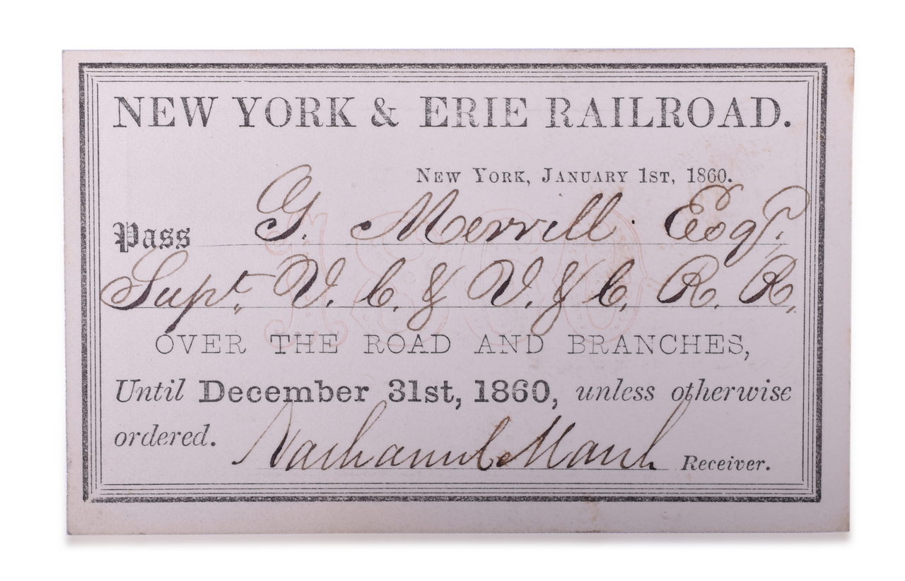 4219 - 1860 New York & Erie Railroad Annual Pass thumbnail