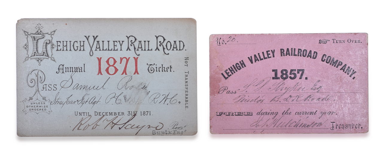 4233 - 1857 and 1871 Lehigh Valley Railroad Company Annual Passes thumbnail
