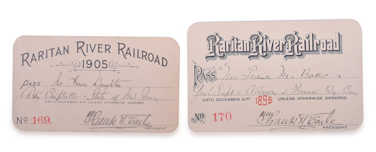 4235 - 1896 and 1905 Raritan River Railroad Annual Passes thumbnail