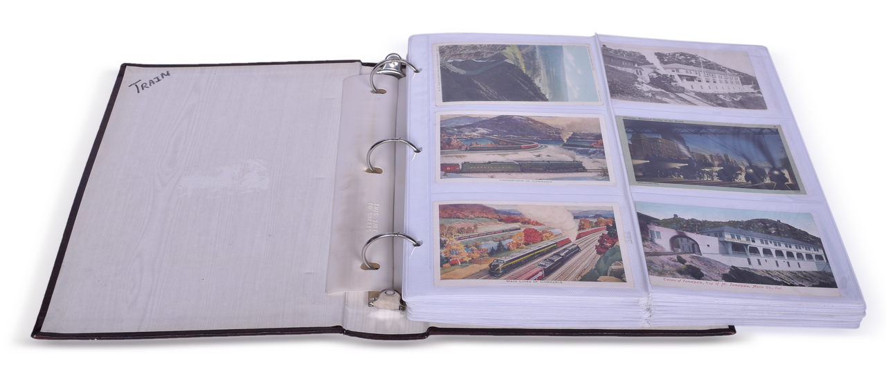 4260 - 274 Railroad Related Postcards - Pennsylvania Railroad, Chicago, Atchison, Topeka and Santa Fe Railway, Southern Pacific Shasta Route, Cajon Pass, etc. thumbnail