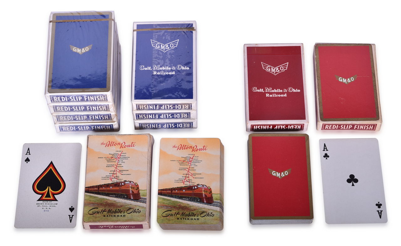 4267 - Ten Gulf, Mobile & Ohio Railroad Playing Card Decks - Alton Route Map and Logo thumbnail