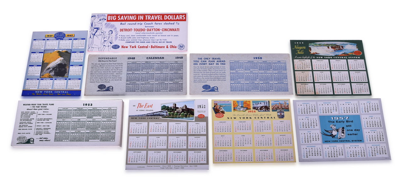 4272 - 30 New York Central Railroad Ink Blotters and Desk Calendars 1940s and 1950s thumbnail