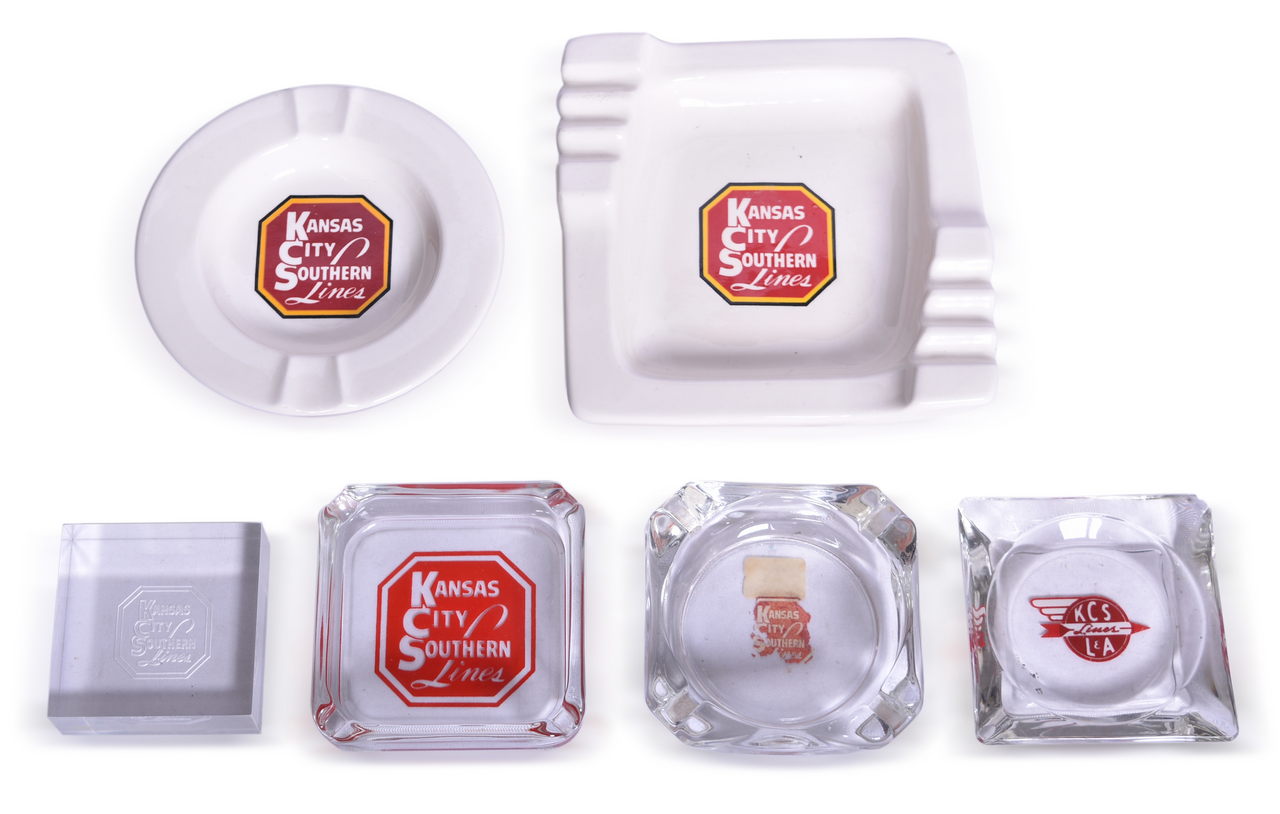 4299 - Group of Kansas City Southern Lines Railroad Ash Trays and Paperweight thumbnail