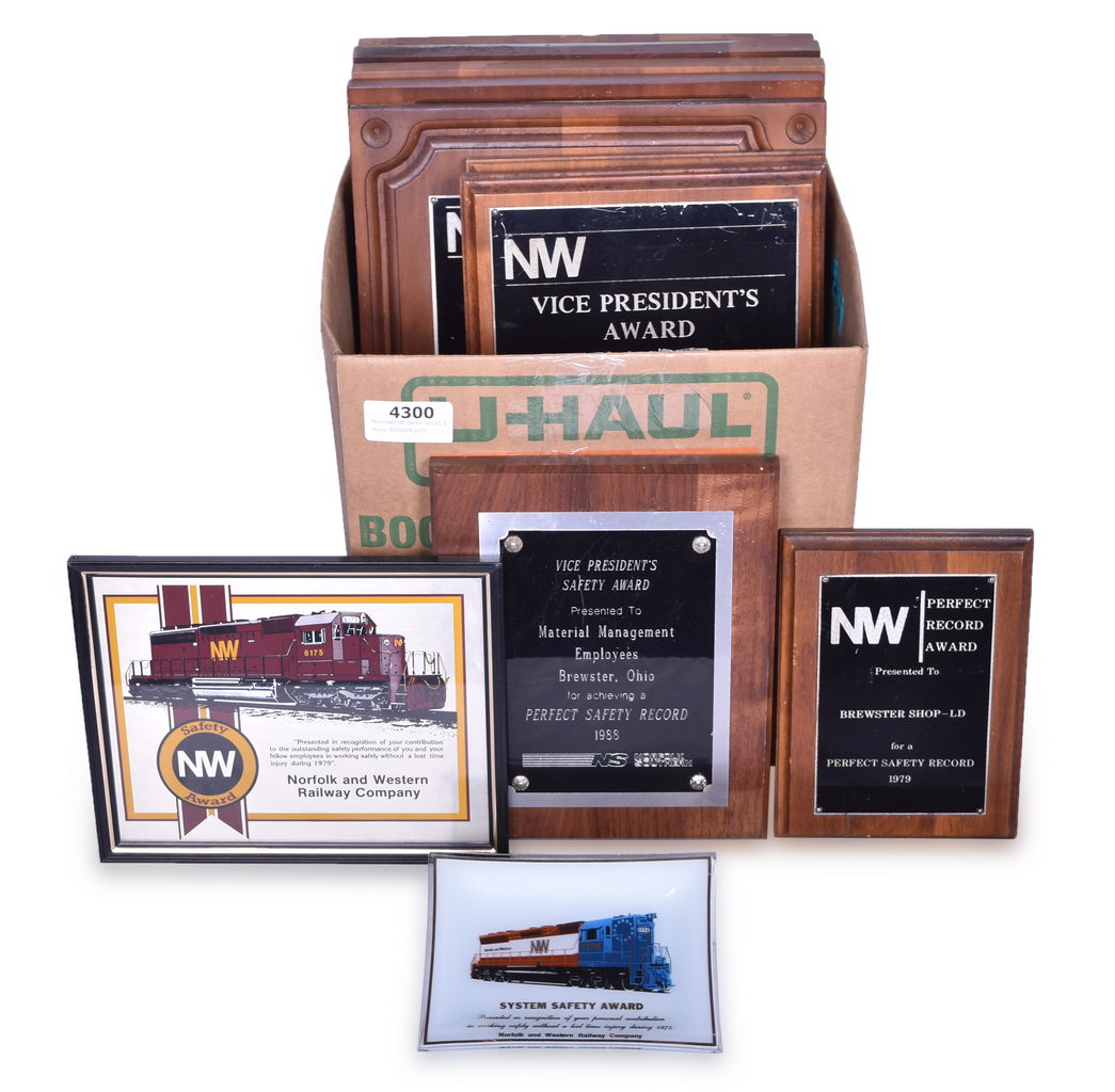 4300 - 13 Norfolk and Western / Norfolk Southern Employee Safety Award Plaques thumbnail
