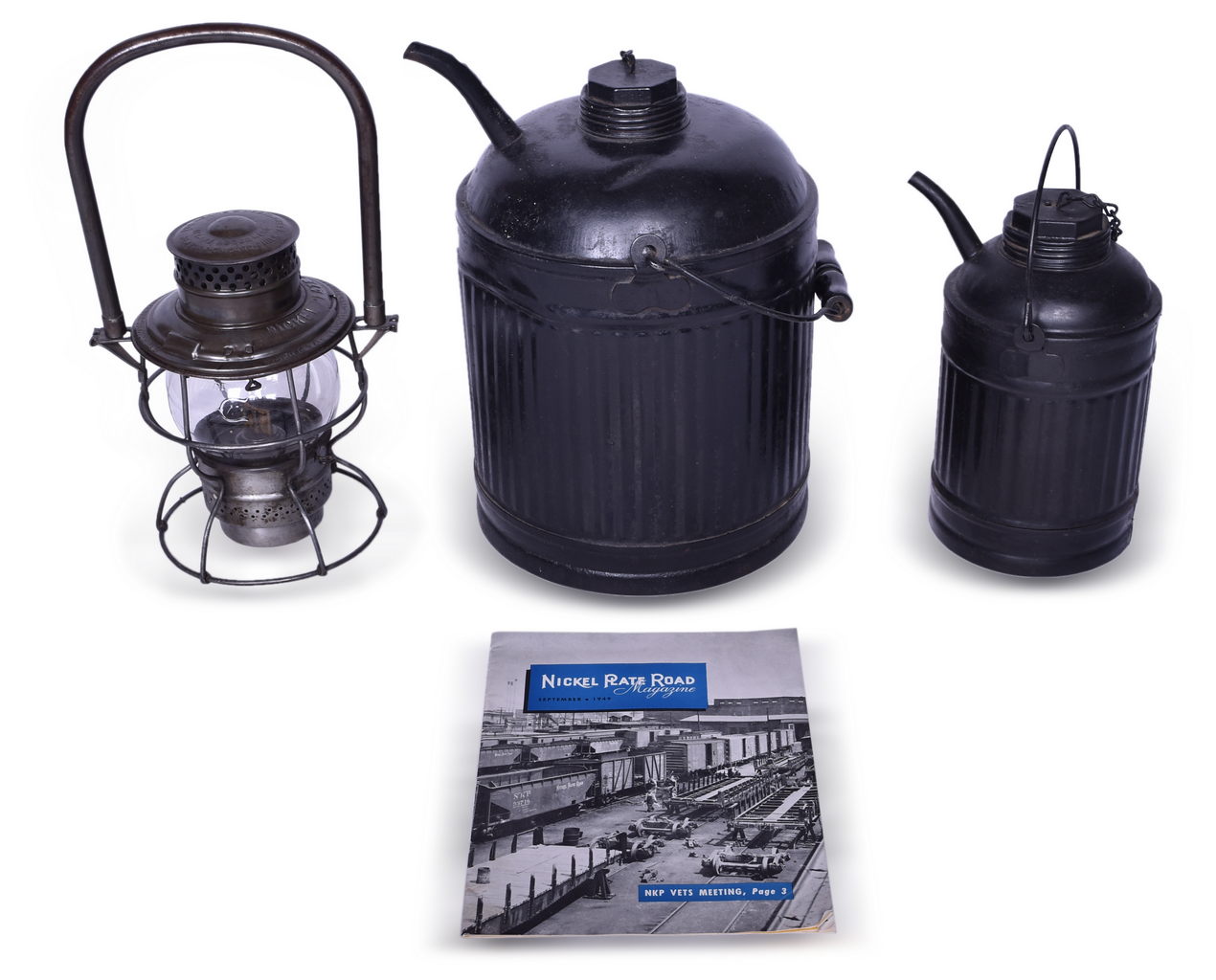 4314 - Nickel Plate Road Lantern, Oil Canisters, and 1949 Magazine thumbnail