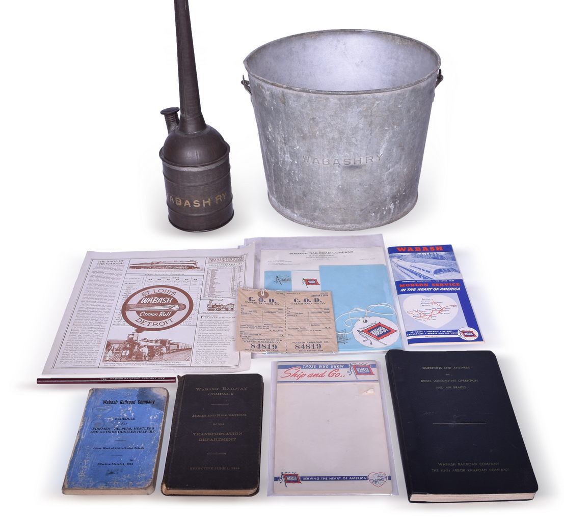 4315 - Wabash Railroad Steel Bucket, Tall Oil Can, and Paper Ephemera thumbnail