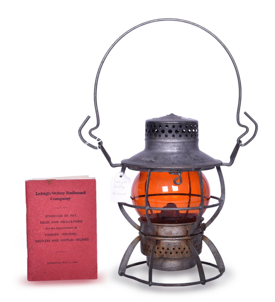 4321 - Lehigh Valley Railroad Dressel Lantern w/ Amber Globe and 1950 Schedules of Pay, Rules and Regulations Booklet thumbnail
