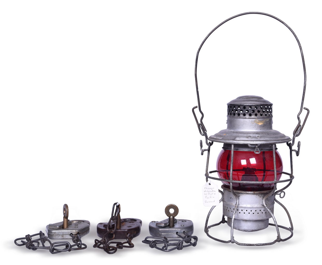 4322 - Adlake Kero Lantern, Three Locks, and Three Brass Keys - Milwaukee Road, Soo Line, and BN Inc. thumbnail