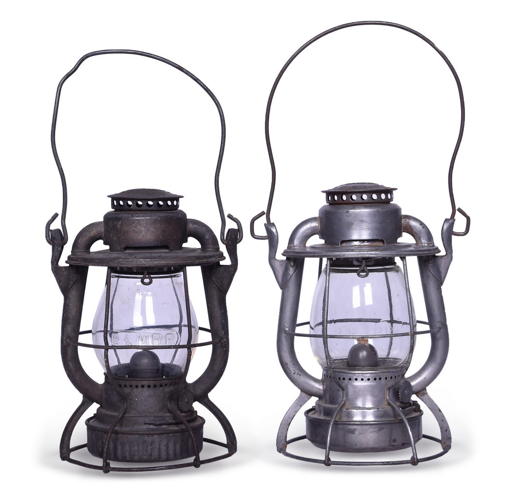 4309 - Pair of Dietz Vesta Railroad Lanterns - Boston & Maine and Buffalo, Rochester & Pittsburgh Railway thumbnail