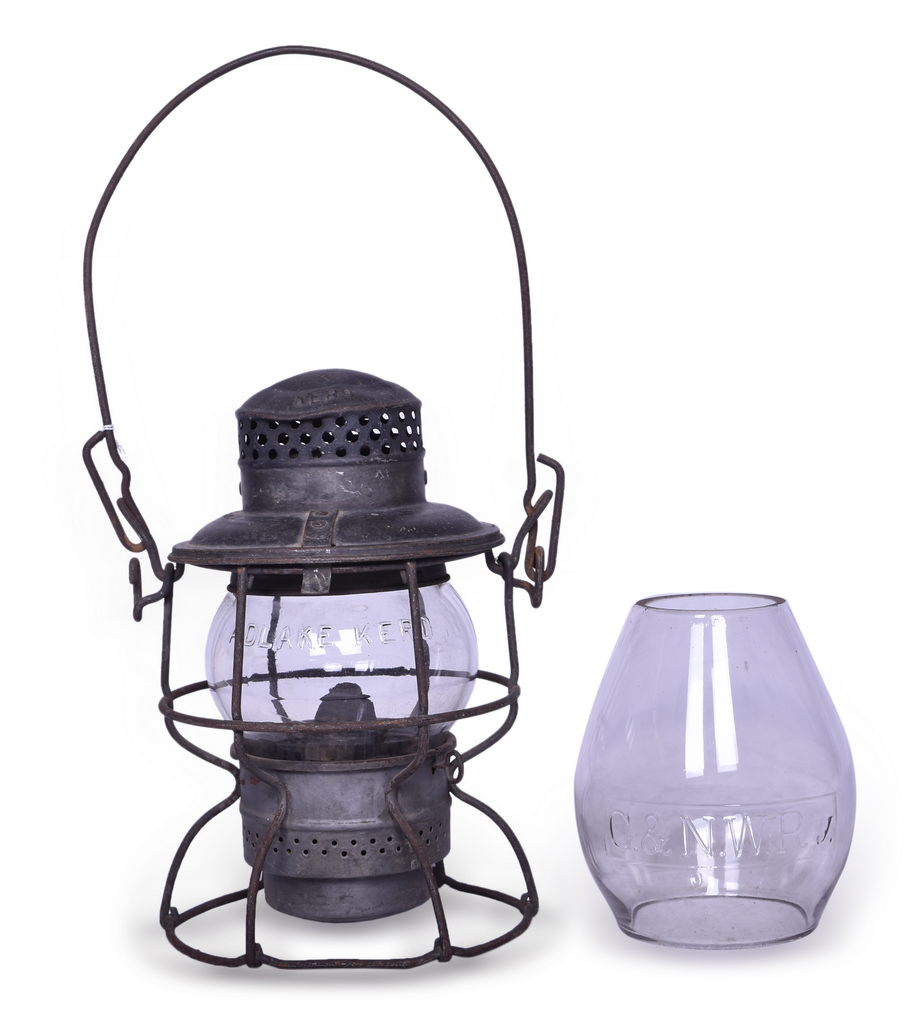 4335 - Chicago and North Western Railroad Adlake Kero Lantern and Cast Clear Globe thumbnail