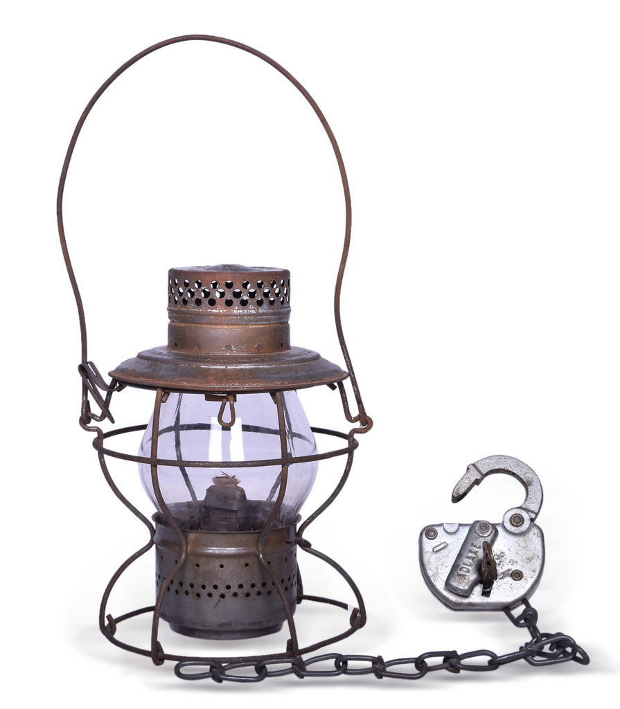 4337 - Missouri Pacific Railroad Handlan Lantern, Adlake Lock, and Slaymaker Brass Key thumbnail