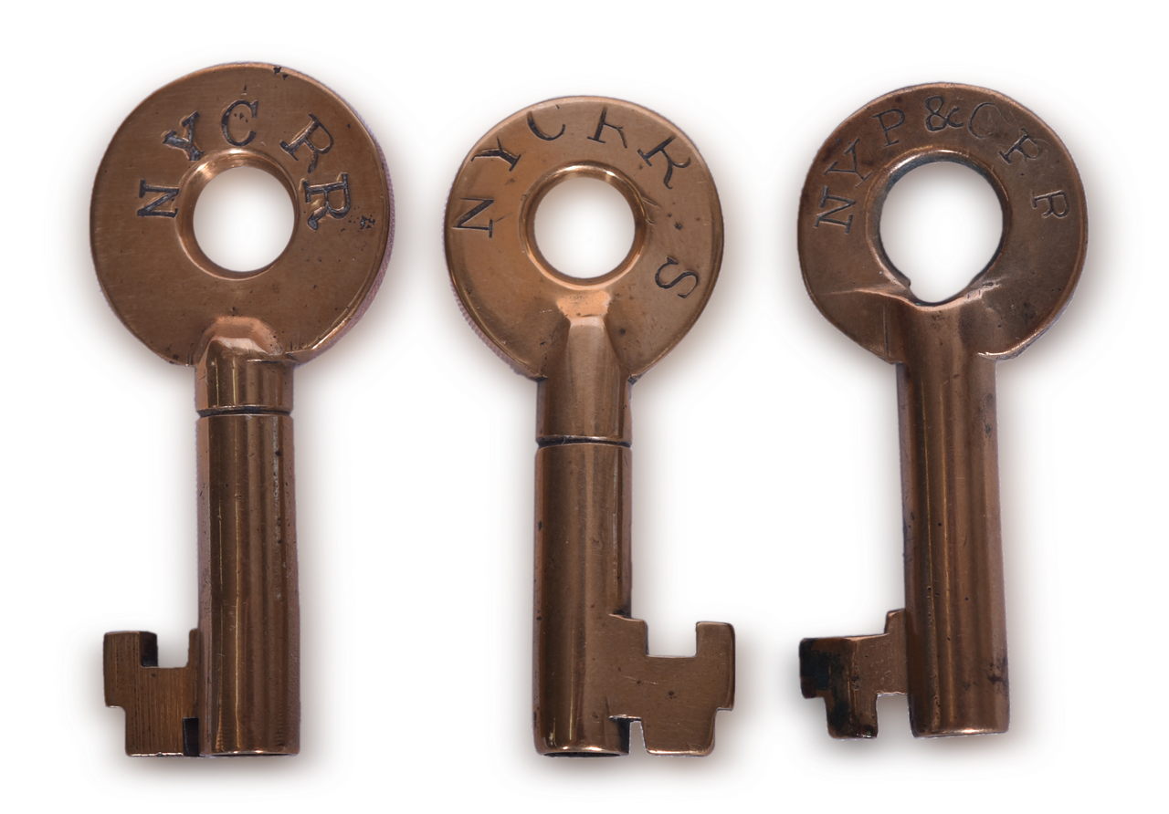 5047 - New York, Pennsylvania & Ohio Railroad and New York Central Brass Switch Keys thumbnail