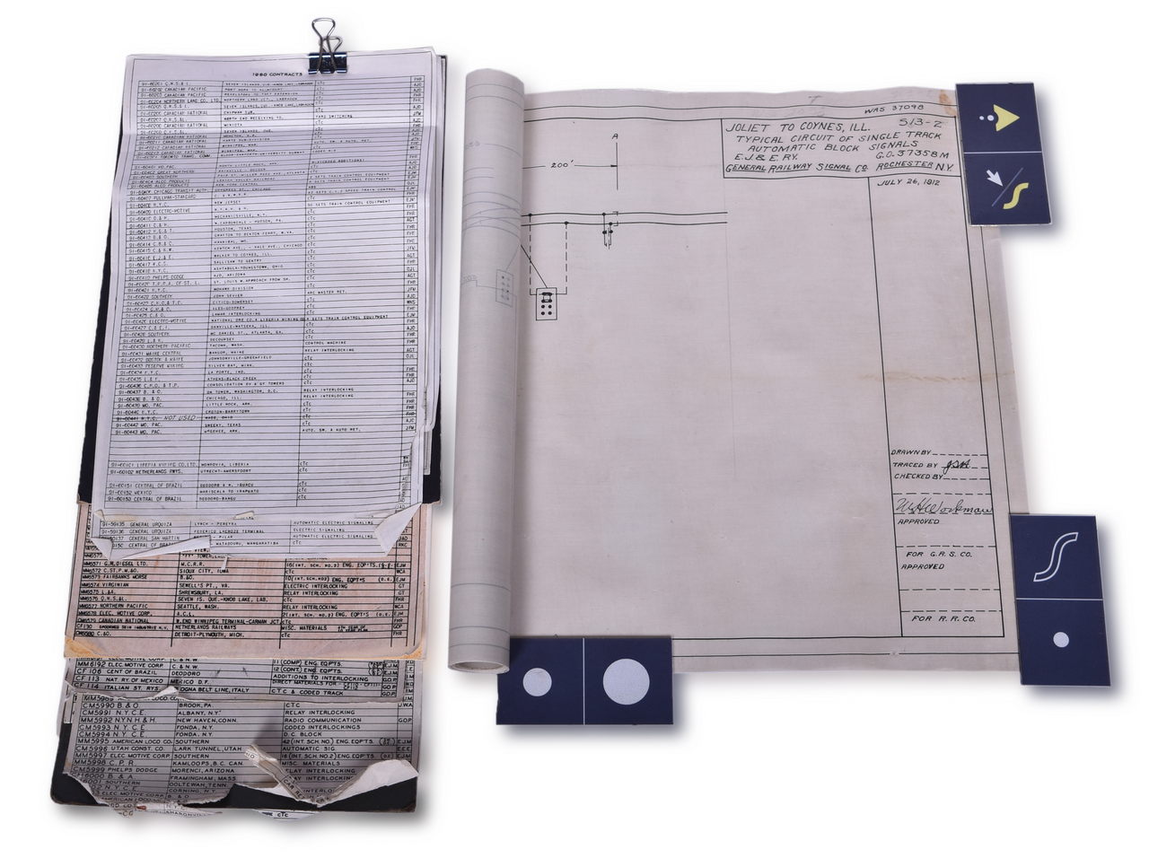 5050 - 1938 to 1960 GRS Servicing Contracts Listing and 1912 EJ&E Vellum Circuit Diagram thumbnail