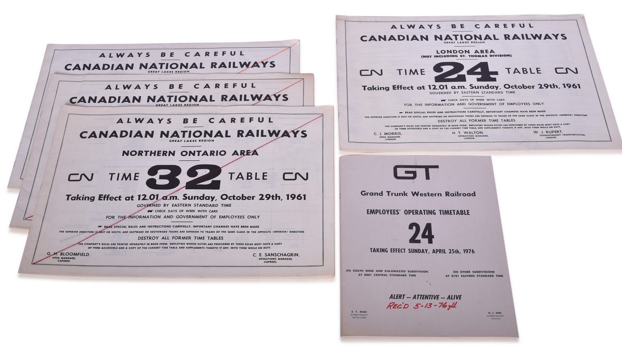5054 - Group of Five Grand Trunk Western Railroad and Canadian National Employee Timetables thumbnail