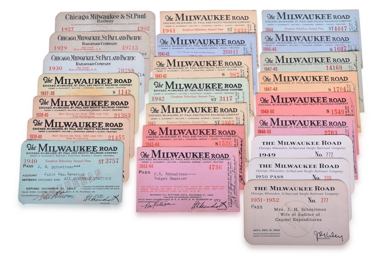 5061 - Twenty-Three Milwaukee Road Annual Passes 1927 to 1952 thumbnail