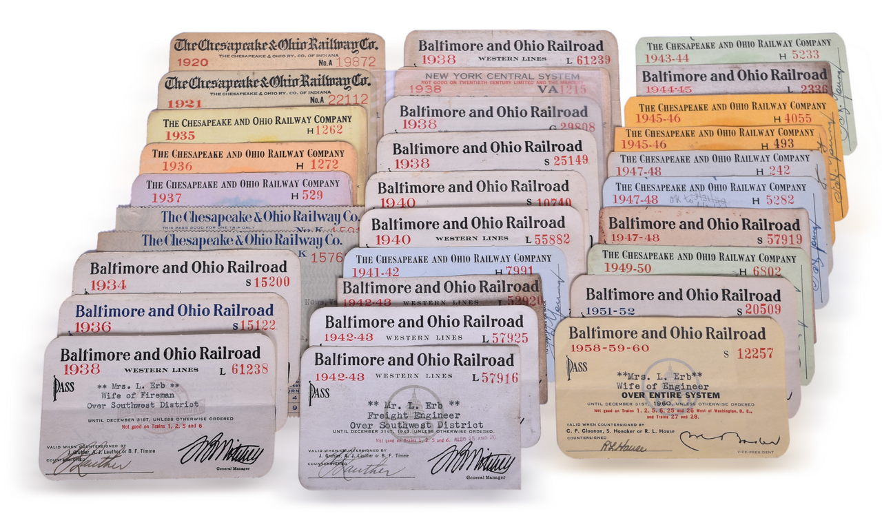 5067 - Thirty Chesapeake & Ohio and Baltimore & Ohio Railroad Annual Passes - 1920 to 1960 thumbnail