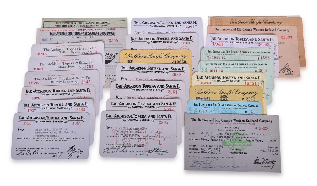 5071 - Twenty-Five Southwestern Railroad Annual Passes and Trip Passes - Atchison, Topeka and Santa Fe, Denver & Rio Grande Western, and Southern Pacific thumbnail