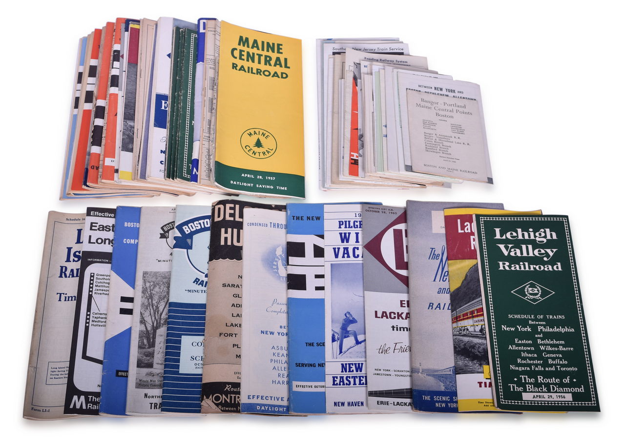 5072 - Group of 92 Eastern Railroad Timetables - New Haven, Maine Central, Long Island Railroad, Erie, and More thumbnail