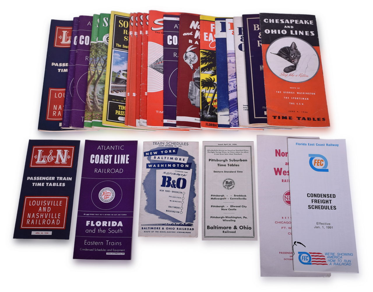 5076 - Group of 22 Southern United States Railroad Timetables - Southern, N&W, ACL, Seaboard, B&O, etc. thumbnail