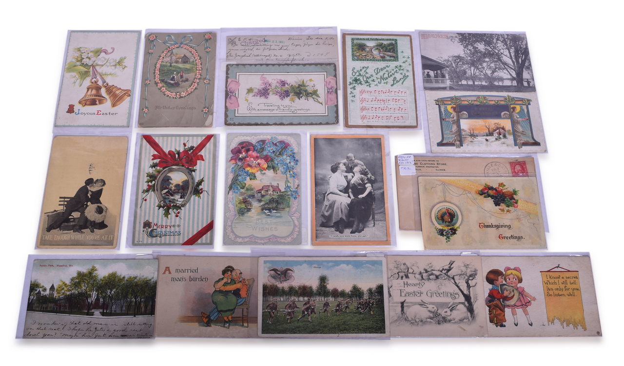 5078 - 18 Illinois and Missouri Railway Post Office Post Cards w/ Postmarks Dating 1910-1919 thumbnail