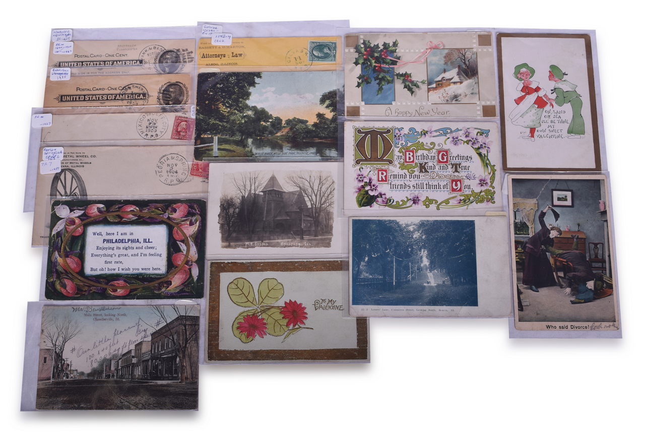 5080 - 15 Illinois and Missouri Railway Post Office Post Cards w/ Postmarks Dating 1900-1909 thumbnail