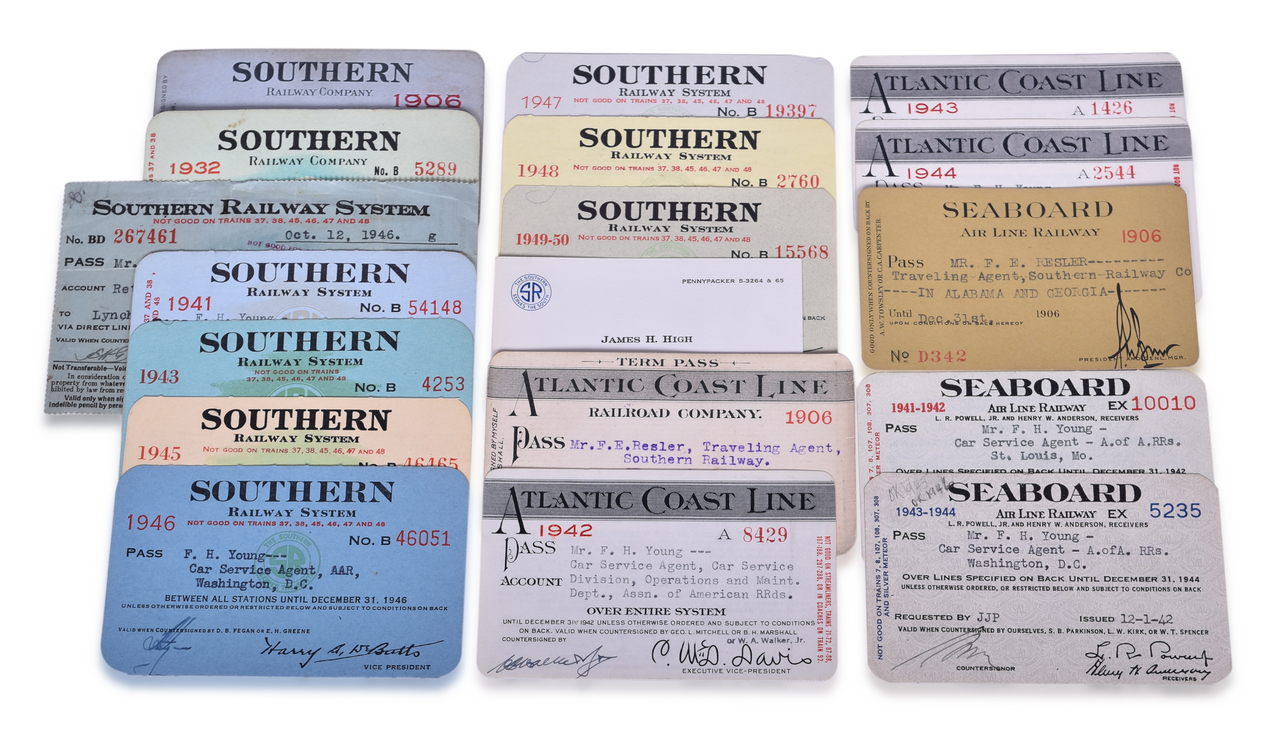 5099 - Seventeen Railroad Annual Passes - Southern, Atlantic Coast Line, and Seaboard Air Line Railway - 1906 to 1950 thumbnail