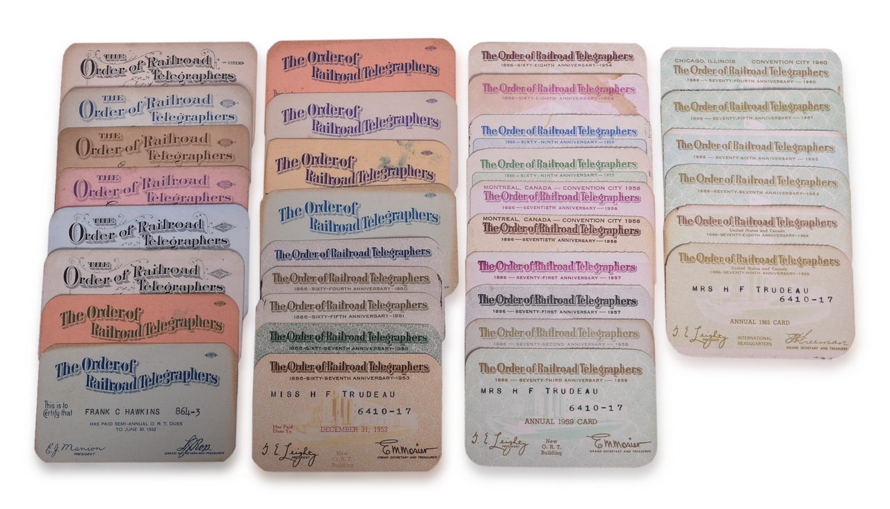 5103 - Thirty-Two Order of Railroad Telegraphers Membership Cards - 1920 to 1965 thumbnail