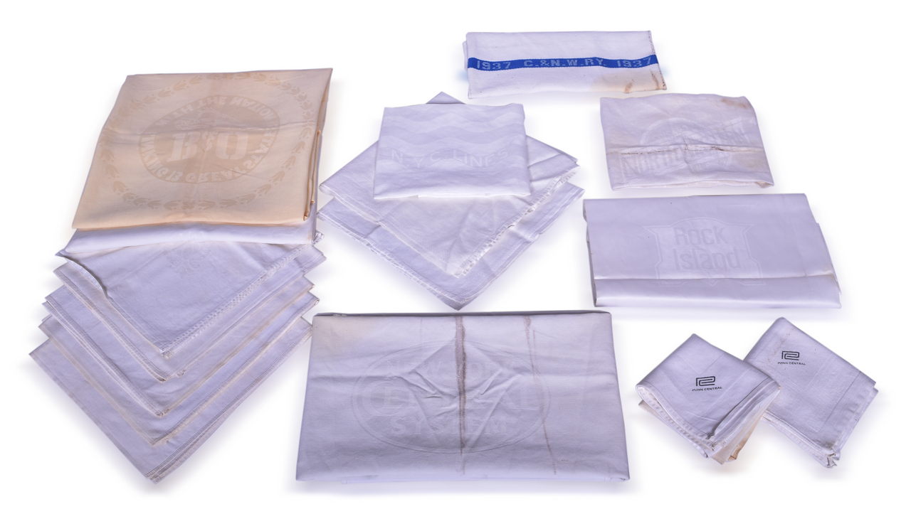 5111 - Sixteen Railroad Dining Car Linens - Rock Island, New York Central, Chicago & North Western, Baltimore & Ohio, Penn Central, and More thumbnail