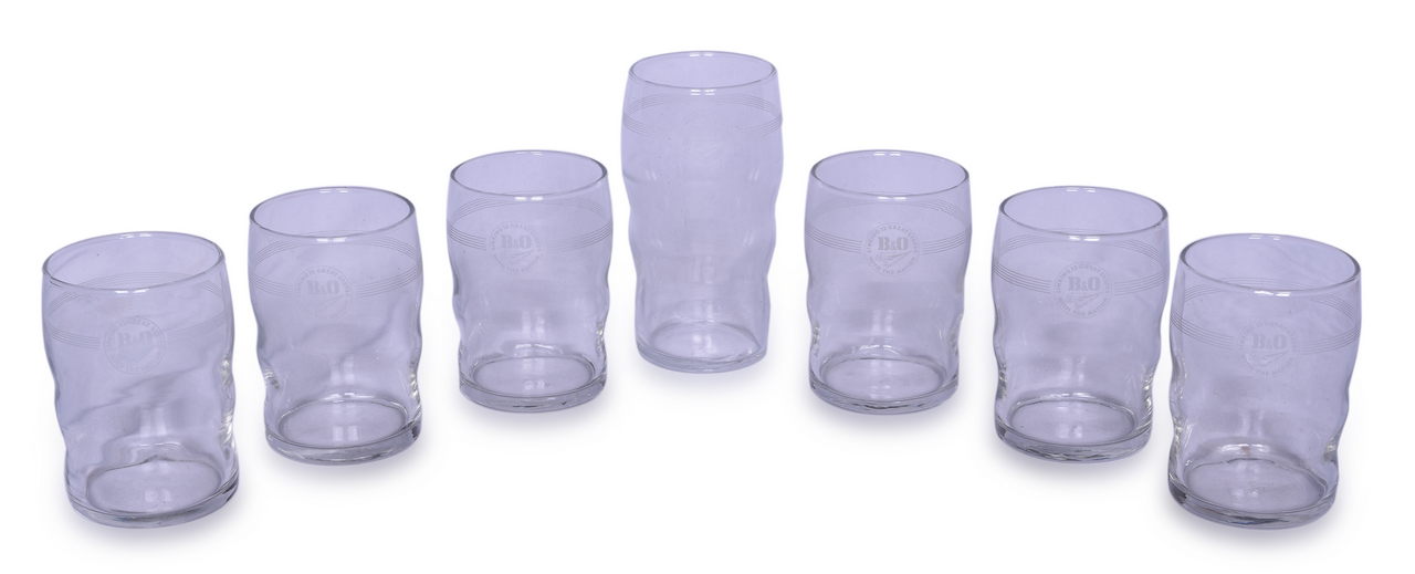 5139 - Seven Baltimore and Ohio Railroad Etched Milk Drinking Glasses thumbnail