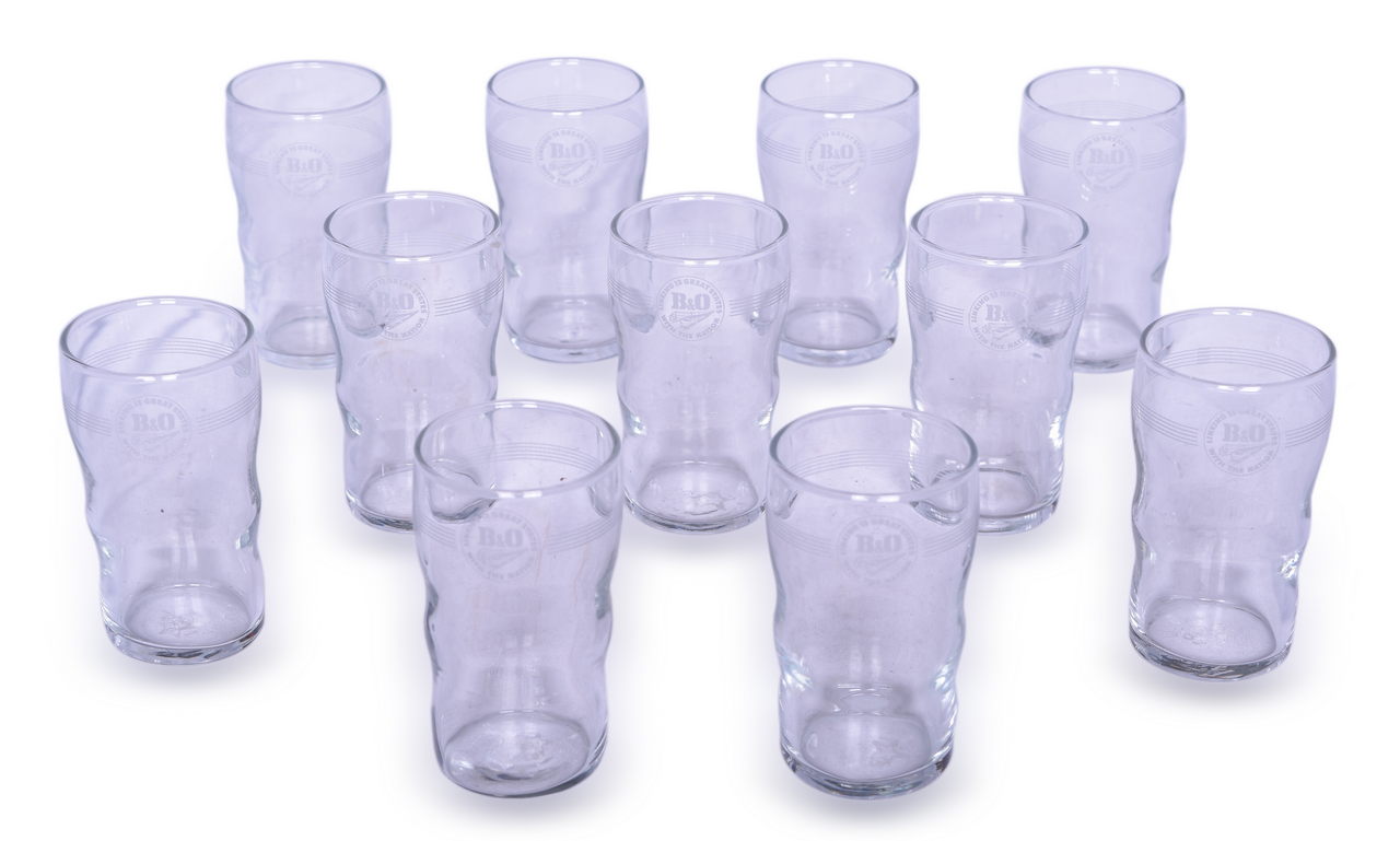 5143 - Eleven Baltimore and Ohio Railroad Etched Drinking Glasses thumbnail