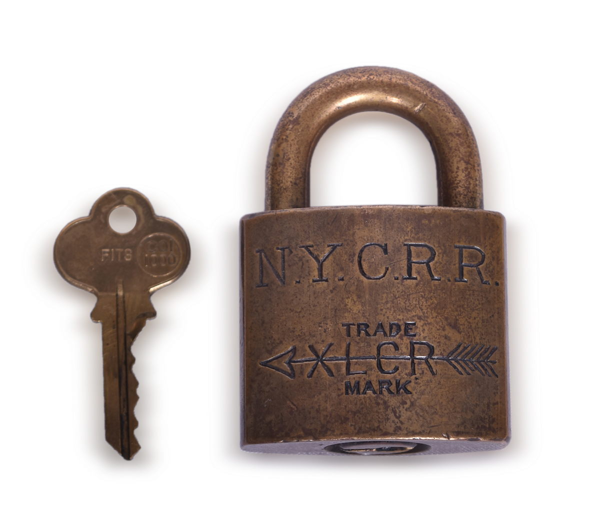 5153 - New York Central Lines Railroad Corbin XLCR Brass Lock w/ Key thumbnail