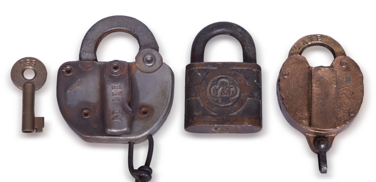 5157 - Three Chicago Area Railroad Locks - Chicago South Shore & South Bend, Chicago Aurora & Elgin, and Elgin, Joliet & Eastern Railroad thumbnail