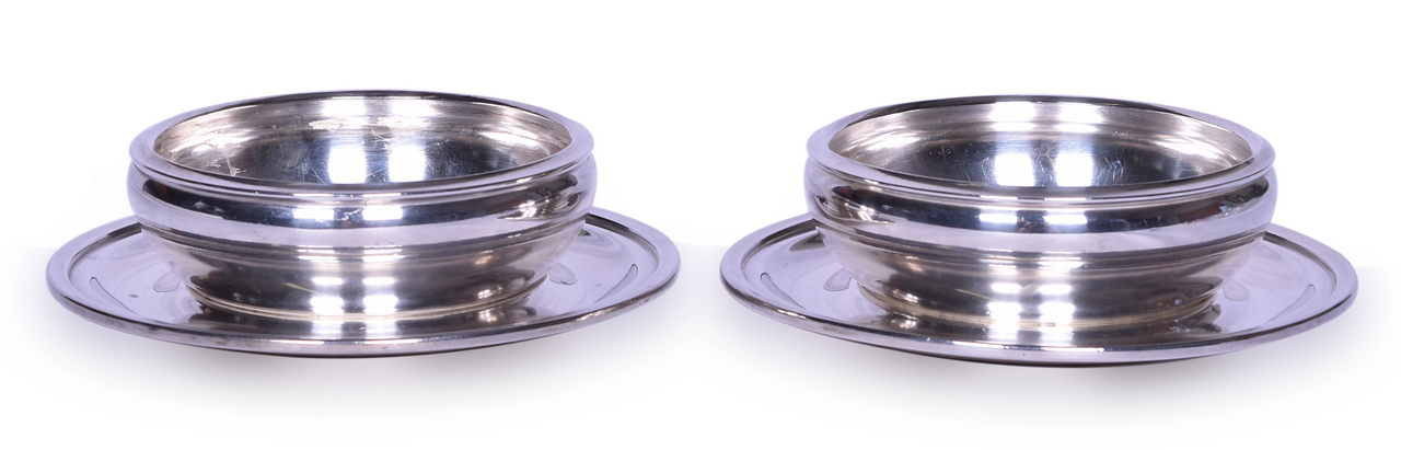 5193 - Pair of Louisville and Nashville Railroad International Silver Nut Bowls w/ Attached Under-Liner thumbnail
