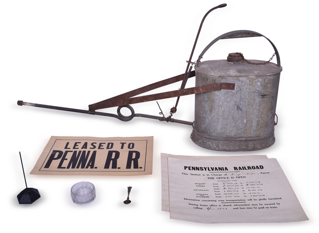 5220 - Group of Pennsylvania Railroad Ephemera - Desk Supplies, Signage, Demitasse Spoon, and Ice Melting Torch thumbnail