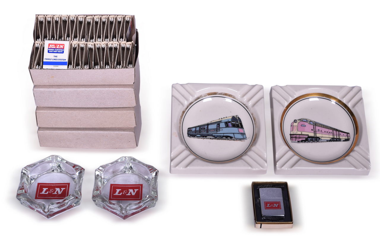 5265 - Group of Louisville & Nashville and Seaboard Coast Line Railroad Advertising Items - Zippo Lighter, Matchbooks, and Ash Trays thumbnail