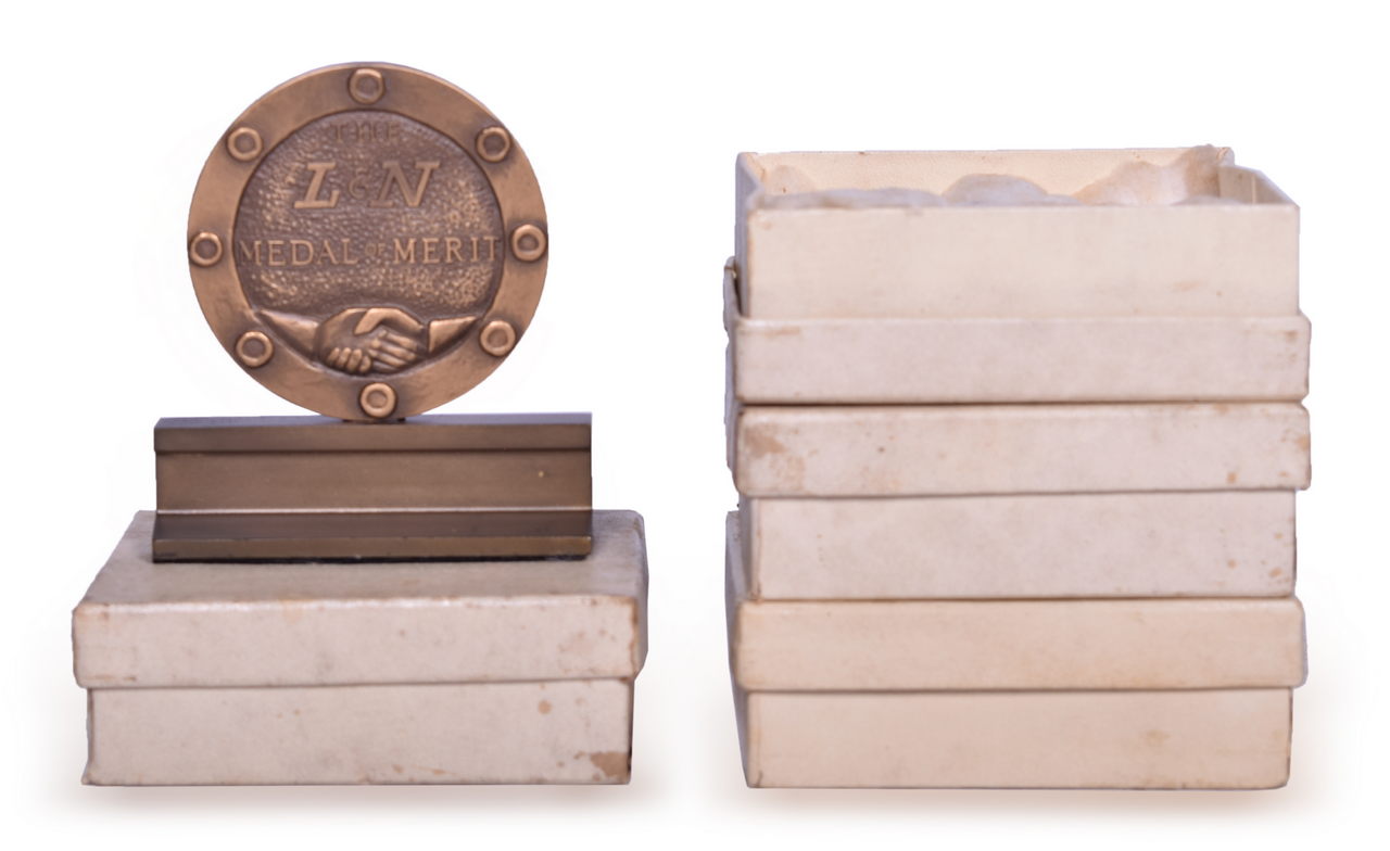5267 - Four Louisville and Nashville Railroad Medal of Merit Bronze Paperweights - New Old Stock thumbnail