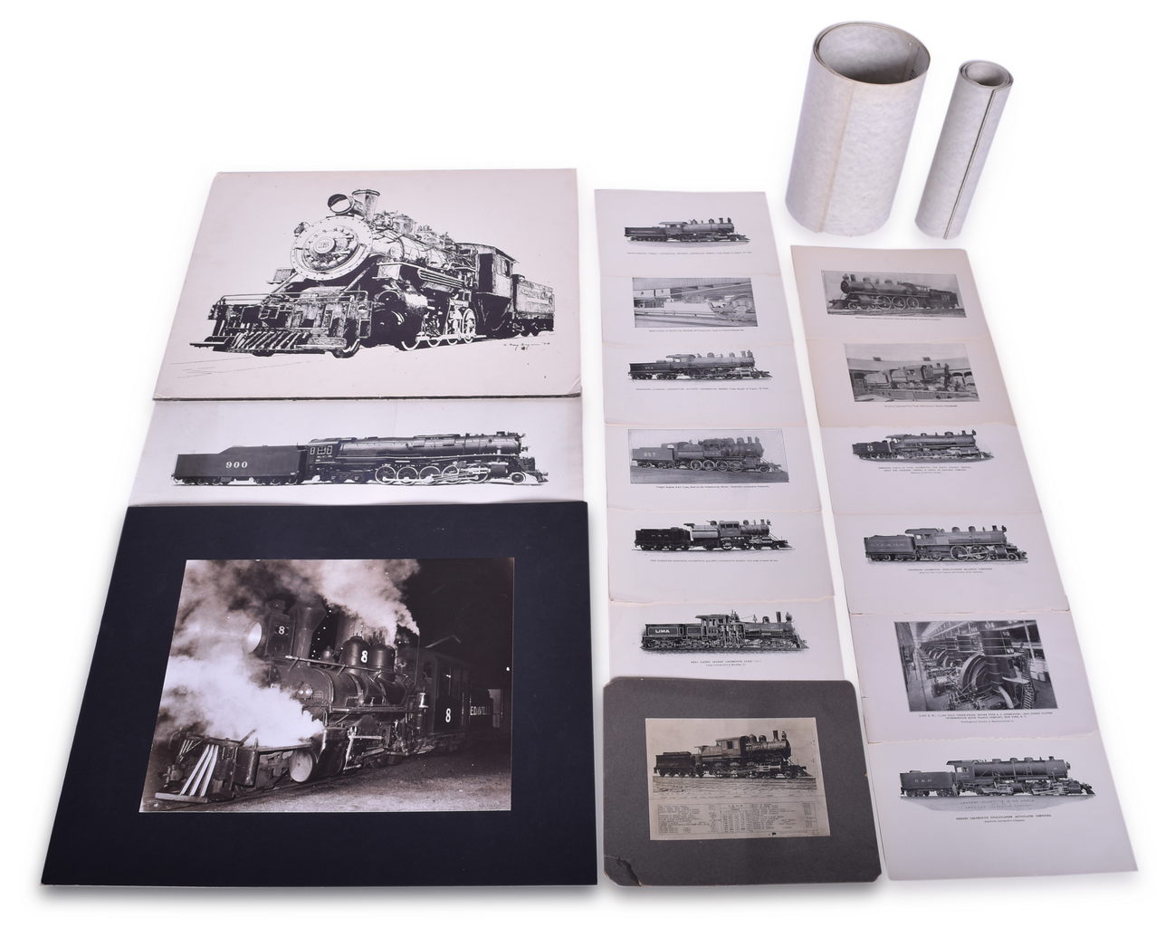 5319 - Group of Railroad Locomotive Drawings and Photographs - Camelback, Edaville, Kansas City thumbnail