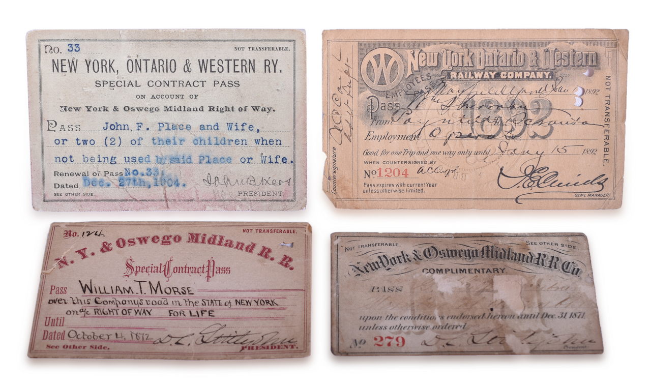 5411 - Four New York Railroad Special Passes - New York & Oswego Midland and New York Ontario & Western thumbnail