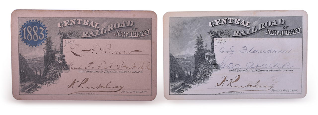 5415 - 1882 and 1883 Central Railroad of New Jersey Annual Passes thumbnail