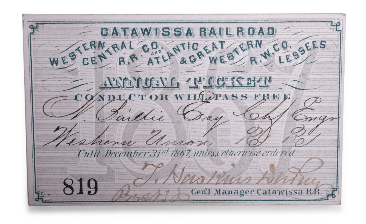 5419 - 1867 Catawissa Railroad Annual Pass thumbnail