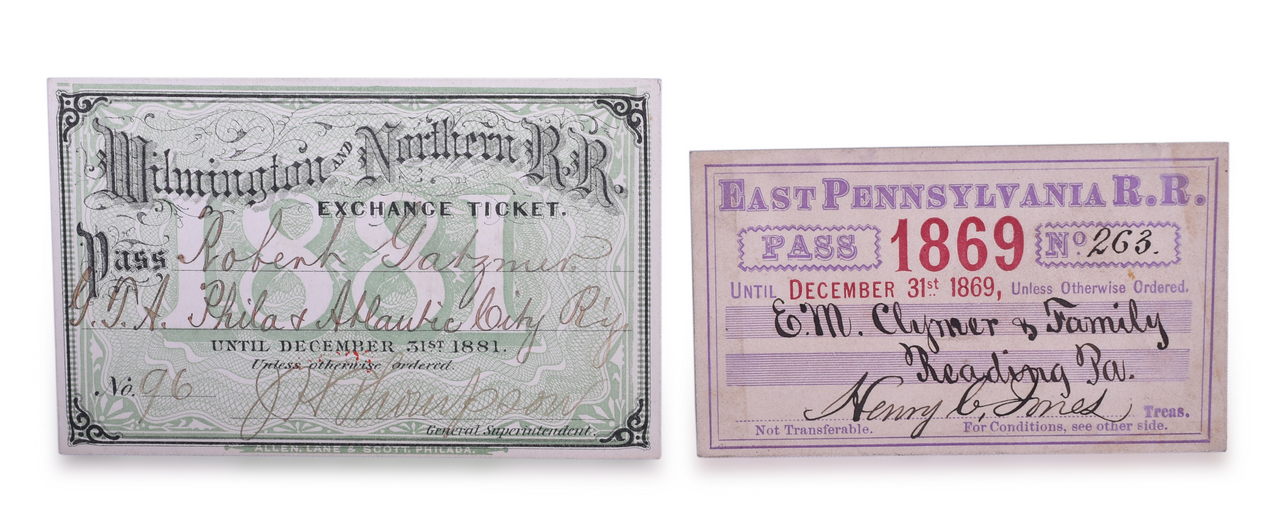 5423 - 1869 East Pennsylvania Railroad and 1881 Wilmington & Northern Railroad Annual Passes thumbnail